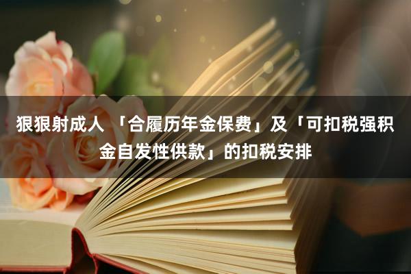 狠狠射成人 「合履历年金保费」及「可扣税强积金自发性供款」的扣税安排