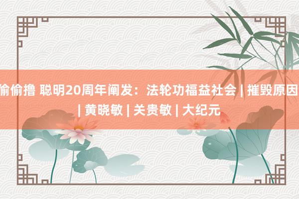 偷偷撸 聪明20周年阐发：法轮功福益社会 | 摧毁原因 | 黄晓敏 | 关贵敏 | 大纪元