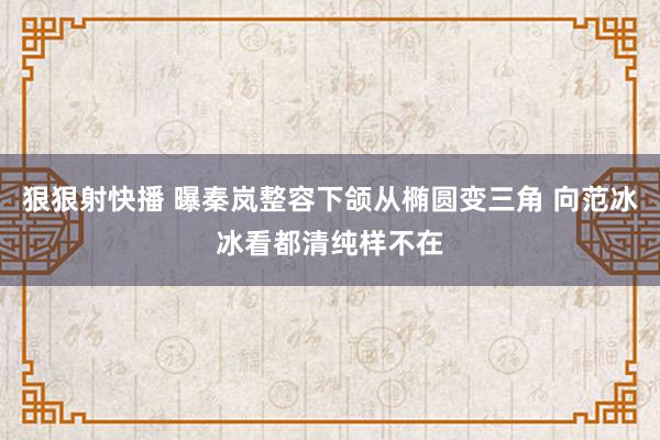 狠狠射快播 曝秦岚整容下颌从椭圆变三角 向范冰冰看都清纯样不在