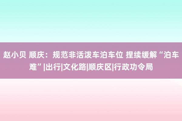 赵小贝 顺庆：规范非活泼车泊车位 捏续缓解“泊车难”|出行|文化路|顺庆区|行政功令局