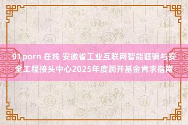 91porn 在线 安徽省工业互联网智能诓骗与安全工程接头中心2025年度洞开基金肯求指南